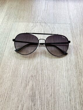 quay australia lickety split black oversized metalaviator sunglasses eyewear NEW